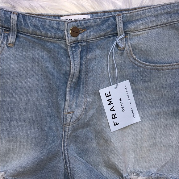 NWT Frame Denim Le Grand Garcon Raw Hem Shorts - Picture 5 of 8